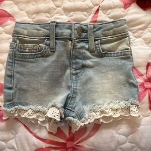 Denim Lace Trim Kids Shorts